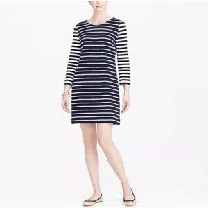 J. CREW WHITE & NAVY BLUE STRIPED MARINER LONG SLEEVE SWEATER DRESS SIZE: S